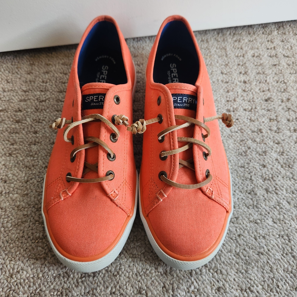 Sperry Womens Orange Top-Siders Size 8
